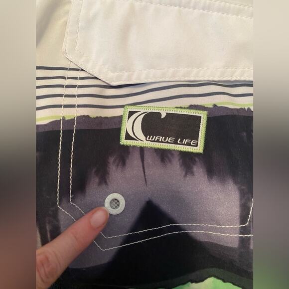 Wave Life Men's XL Swim Board Shorts Green Black Swim Beach Travel Resort NWT - Picture 11 of 11